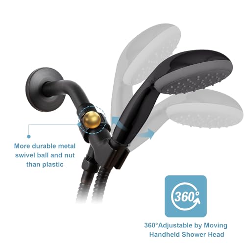 OFFO Shower Head Holder with Solid Metal Ball for Handheld Shower Head, Oil Rubbed Bronze Adjustable Shower Arm Mount for Connecting, 1/2 in IPS Female Inlet and Male Outlet - style: Oil Rubbed Bronze