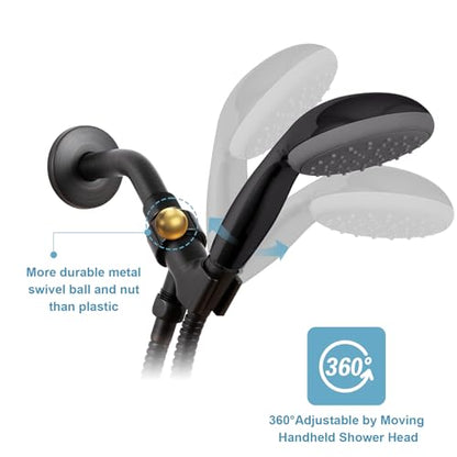 OFFO Shower Head Holder with Solid Metal Ball for Handheld Shower Head, Oil Rubbed Bronze Adjustable Shower Arm Mount for Connecting, 1/2 in IPS Female Inlet and Male Outlet - style: Oil Rubbed Bronze