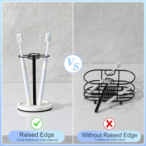 Luxspire Toothbrush Holder Stand, 4 Slots, Matte Black | Stainless Steel Tooth Brush Holder with Diatomaceous Earth Base, Toothbrush Holders for Bathrooms - color: Matte Black