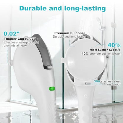 GRONIVEX Indicator Grab Bars for Bathtubs and Showers, No-Tool Installation Removable Suction Cup Handrails – Ideal Bathroom Safety for Seniors, Pregnant Women, and Disabled, White and Gray (2-Pack)