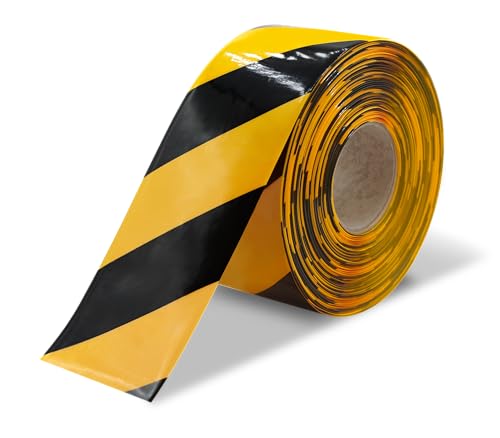 Ultra Line Ultra Durable Chevron/Hazard Floor Marking Tape for Safety, Caution, Warning, Flooring, Heavy-Duty, Peel and Stick, Adhesive, Industrial Quality, Black and Yellow, 6" by 100' Roll - color: Black and Yellow, size: 6" by 100' Roll