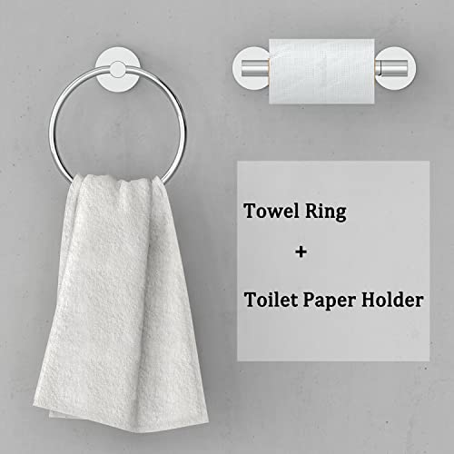 RARXTR Polished Finish Toilet Paper Holder & Towel Ring SUS304 Stainless Steel 2pc Bathroom Hardware Set with Double Post Pivoting Toilet Paper Roll Holder Wall Mount & Bathroom Towel Holder Set - color: Polished, size: 2-Piece