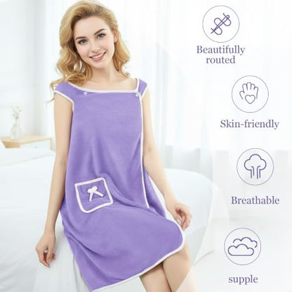 Unisex Bath Towel, Wearable After Bath Towel Set, Wearable Quick Dry Shower Gym Towel(53" x 31", Light Purple) - color: Light Purple, size: S(135X80CM)