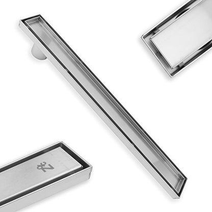 ZOIC Linear Stealth Tile Insert Floor Grate Bathroom Shower Waste Drain 304 Stainless Steel Side Outlet 19.68 Inches (500MM) - size: 19.68‘’(500MM)