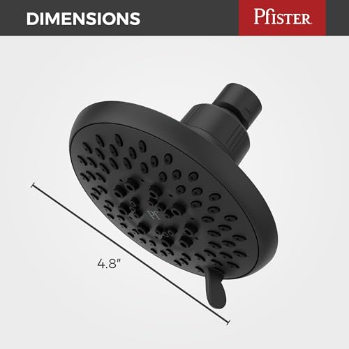 Pfister Universal Shower Head, Shower Arm Not Included, 5-Function, 1.75 GPM, Matte Black Finish, 015WS2UT01B - color: Matte Black