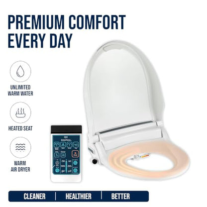 BidetMate 2000 Series Electric Bidet Toilet Seat, Air Dryer, Deodorizer | Heated Water & Seat, Unlimited Warm Water Wash, Self Cleaning Nozzle, Wireless Remote Bidet Seat, Fits Elongated Toilets - style: 2000 Series | Elongated | Remote