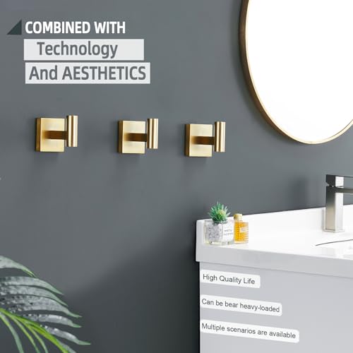 KOKOSIRI Robe Hooks Bathroom Towel Coat Hook for Bath Kitchen Wall 3 Pack Brushed Gold Stainless Steel B1013BG-P3 - color: Brushed Gold, size: 3 Pack