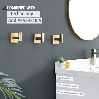 KOKOSIRI Robe Hooks Bathroom Towel Coat Hook for Bath Kitchen Wall 3 Pack Brushed Gold Stainless Steel B1013BG-P3 - color: Brushed Gold, size: 3 Pack