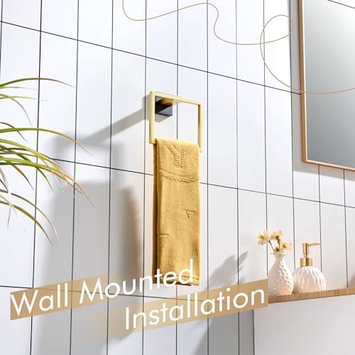 KOKOSIRI Towel Ring Holder Bathroom Lavatory Hand Towel Rack Wall Mounted Bathroom Hardware T-304 Stainless Steel Matte Black and Gold, B3004GDK - color: Black Gold, size: 1 Pack