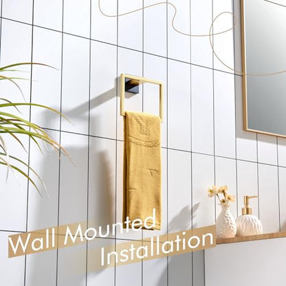 KOKOSIRI Towel Ring Holder Bathroom Lavatory Hand Towel Rack Wall Mounted Bathroom Hardware T-304 Stainless Steel Matte Black and Gold, B3004GDK - color: Black Gold, size: 1 Pack