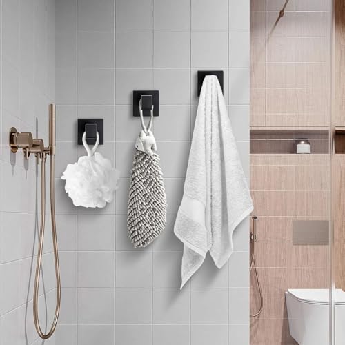 Towel Hooks for Bathrooms, Heavy Duty Wall Mounted Stainless Steel Modern Hook, 2 Pack – Ideal for Hanging Towels, Robes, Coats, in Kitchen, Bedroom, Bathroom, or Hotel (2, Matte Black) - color: Matte Black
