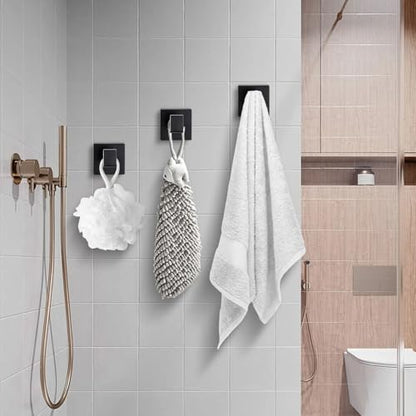 Towel Hooks for Bathrooms, Heavy Duty Wall Mounted Stainless Steel Modern Hook, 2 Pack – Ideal for Hanging Towels, Robes, Coats, in Kitchen, Bedroom, Bathroom, or Hotel (2, Matte Black) - color: Matte Black