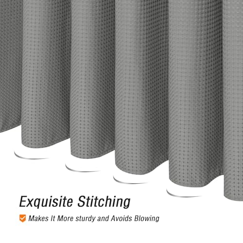 Extra Long Grey Fabric Shower Curtain, 72 x 84 | Tall Cloth-Textured Shower Curtain for Bathroom, Water Repellent, Machine Washable - color: Grey, size: 72"W x 84"L (Pack of 1)