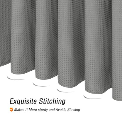 Extra Long Grey Fabric Shower Curtain, 72 x 84 | Tall Cloth-Textured Shower Curtain for Bathroom, Water Repellent, Machine Washable - color: Grey, size: 72"W x 84"L (Pack of 1)