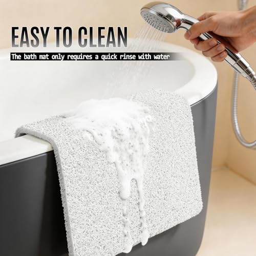 24 * 24in Shower Mat Bathtub Mat Non Slip | Bathmats Non Slip, Quick Drying Foot Scrubber Loofah Mats for Inside Shower, Tub, Bathroom, Home, White - color: White, size: 24" x 24" (Rectangular)