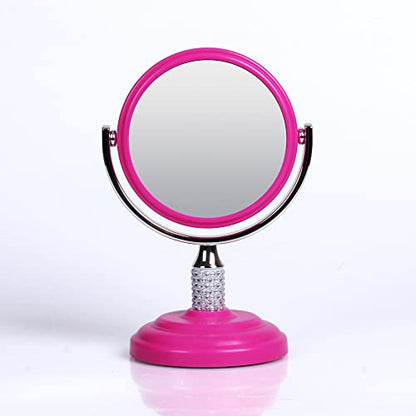 Zahari Home Galvin Double Sided Makeup Mirror with Stand, 1X/3X Magnification, 360 Degree Swirl, 5.60 inch, Pink - color: Pink, size: 5.6"L x 3.8"W