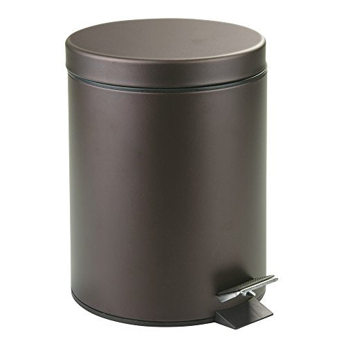 iDesign 44211EU Metal Step Trash Can with Lid, 5 Liter Waste Basket Bin with Insert for Bathroom, Kitchen, Office, 8" x 8" x 11", Bronze | Waste Basket Bin with Insert, For Bathroom, Kitchen, Office - color: Bronze, style: Pack of 1