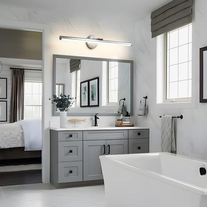 KAISITE Bathroom Light Fixture Over Mirror 30IN Brushed Nickel LED Vanity Light 24W 3000K Dimmable Modern Bathroom Wall Mount Lighting Fixture Rotatable Bath Vanity Light Bar - color: Brushed Nickel, size: 30 Inch