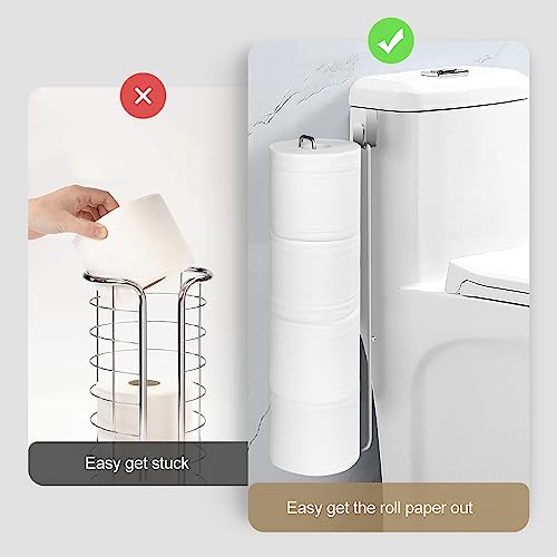Over the Tank Toilet Paper Holder 1pcs | Bathroom Toilet Tissue Paper Roll Storage Wall Mount Brushed Nickel Metal Hanging Adhesive Toilet Paper Organizer Dispenser - color: C:hold 4 Rolls Tissue(1pcs)