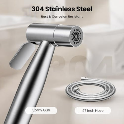 JOMOO Bidet Sprayer for Toilet, 304 Stainless Steel Handheld Bidet Sprayer for Toilet with 47" Bidet Hose, Adjustable Water Pressure Jet Spray for Toilet & Shattaf for Personal Hygiene, Cloth Diaper