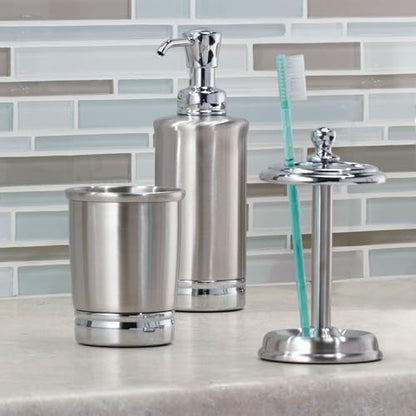 iDesign Stainless Steel Bathroom Countertop or Vanity Storage-Set of 2-Split Finish Tumbler - style: Pack of 2