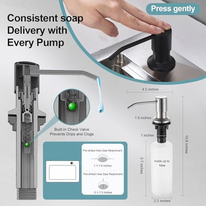 Kitchen Faucets with Pull Down Sprayer and Soap Dispenser, Matte Black Stainless Steel Single Pull Out Spring Sink Faucet, 3 Function Sprayer 1 or 3 Hole Deck Plate for Farmhouse Rv Bar - color: Matte Black, style: Classic(with Soap Dispenser)