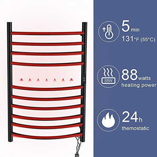 Towel Warmer with Timer, Heated Towel Rack, Wall Mounted hot Towel Warmer for Bathroom, Hardwired or Plug-in Models