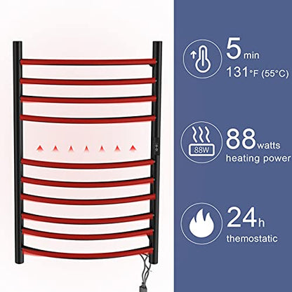 Towel Warmer with Timer, Heated Towel Rack, Wall Mounted hot Towel Warmer for Bathroom, Hardwired or Plug-in Models
