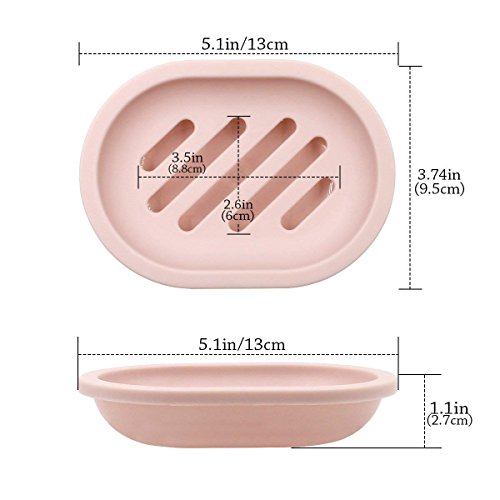 TOPSKY 2-Pack Soap Dish with Drain, Soap Holder, Soap Saver, Easy Cleaning, Dry, Stop Mushy Soap (Pink) - color: Pink