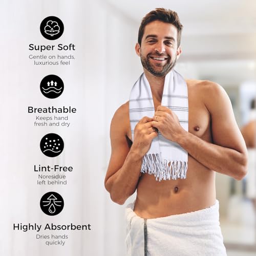 cabanana Hand Towels for Bathroom - 2-Pack,20x30 Inch-100% Cotton,Turkish Bathroom Hand Towels,Super Absorbent & Quick-Dry Soft for Bath, Kitchen, Spa, Face, Hair, Dishcloth (White) - color: White 20x30