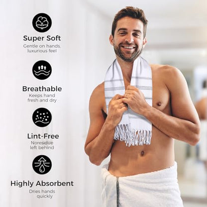 cabanana Hand Towels for Bathroom - 2-Pack,20x30 Inch-100% Cotton,Turkish Bathroom Hand Towels,Super Absorbent & Quick-Dry Soft for Bath, Kitchen, Spa, Face, Hair, Dishcloth (White) - color: White 20x30
