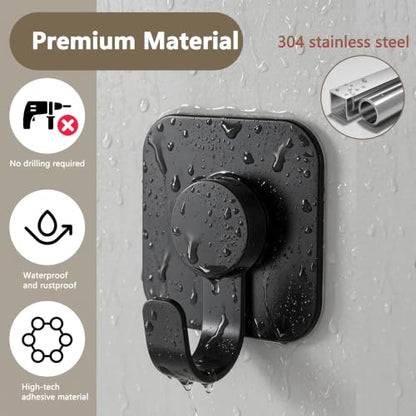 Aikzik 4 Pack Large Heavy Duty Wall Hooks - 26lb Max, Stainless Steel Adhesive Towel Hooks for Hanging Towel, Coat, Robe, Sticky Towel Holder for Wall Mount in Bathroom, Kitchen, Shower, Door - Black - color: Black