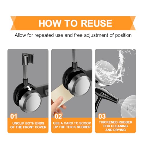 Shower Head Holder Suction Cup with 4 Hanger Hook Wall Mount - 2 in 1 Design - No-Drill Strong Adhesive Shower Wand Bracket - Adjustable Handheld Shower Head Mount - Gun Gray - color: Gun Gray