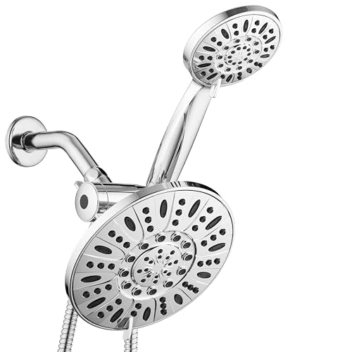 AquaDance Chrome 7" Premium High Pressure 3-Way Rainfall Combo with Extra Long 72 inch Hose – Enjoy Luxury 6-Setting Rain Showerhead and Matching Hand Held Shower Separately or Together - color: Chrome, style: Premium High Pressure 3-Way Rainfall Combo wi