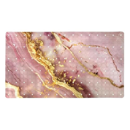 Bath Tub Shower Mat, Washable Bathtub Floor Mats, Suction Cups and Drain Holes to Keep Tubs Clean, Soft on Feet, Bathroom Essentials, 26.8x15.1 Inch, Pink Marble Texture - color: Multi 8