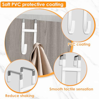 Over The Door Hooks, 2 Pack Dual-Hook 5" Long Door Hangers with Non-Slip PVC Coating for Clothes, Hats, Towel, Bags for Bathroom Bedroom Kitchen, Fits Most 1.2" - 1.4" Width Interior Doors - style: 2 Pack Style