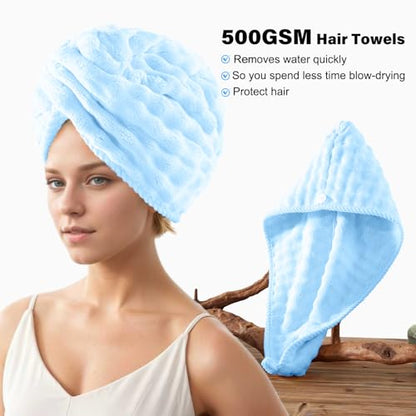 COZYART Lint Free 8 Pcs Bathroom Towel Set Ultra Soft Microfiber Light Blue | Fluffy, Thick, Highly Absorbent, Fast Dry, No Shedding, No Pilling, Fade Resistant, Durable, Long-lasting - color: Light Blue