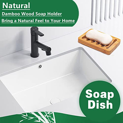 3 Pack Bamboo Wood Soap Dish Bar Soap Holder with Self Draining Tray Natural Waterfall Drain Soap Saver for Shower Bathroom Kitchen - color: 3 Pcs