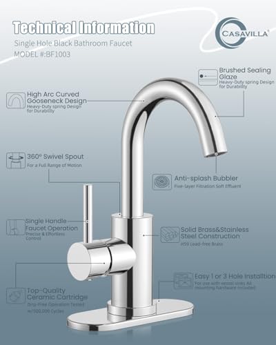 Bathroom Sink Faucet Set with Pop Up Drain and 2 Supply Hoses, Bathroom Faucets 1 or 3 Hole Sink Single Handle, Modern 360° Swivel Small Mini Kitchen Faucet, Chrome - color: 3.Chrome Polished