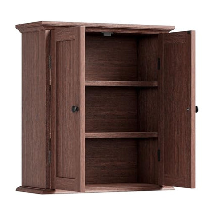 ChooChoo Bathroom Wall Cabinet with 2 Doors, Over The Toilet, Farmhouse | 8.8"D x 21.1"W x 24"H, Medicine Cabinet, Adjustable Shelves, Cupboard, Walnut - color: Walnut, size: 8.8"D x 21.1"W x 24"H