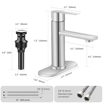 Bathroom Faucet Single Hole Single Handle Vanity Faucet | Modern Brushed Nickel Bathroom Faucet with Pop-Up Drain, Suitable for 1 Hole or 3 Hole Sink, Suitable for RV Etc Bathroom - color: Brushed Nickel