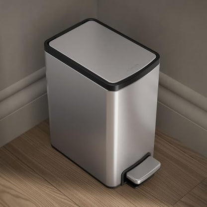 Kohler 1.6 Gallon Stainless Steel Bathroom Trash Can | 31319-ST, Small Waste Bin, Quiet-Close Lid, Hands-Free Foot Pedal - color: Stainless Steel, size: 1.6 Gallon - Step Can