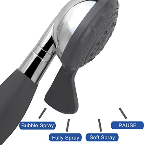 YOO.MEE ADA Handheld Shower, Fits Elderly and People Disabled in Action | Big-button Turning, Silicone Grip, Pause Setting, for Parkinson, Arthritis, 79 Inch Stainless Steel Hose Included, Chrome