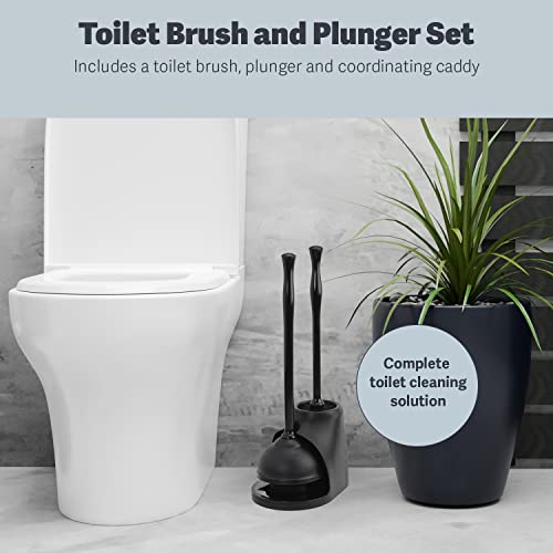 Casabella Bowl Brush & Plunger Combo - Heavy-Duty Toilet Plunger and Cleaning Brush, Ergonomic Handles, Durable Bowl Brush, Tackles Tough Clogs, Discreet Storage - size: (Pack of 1)