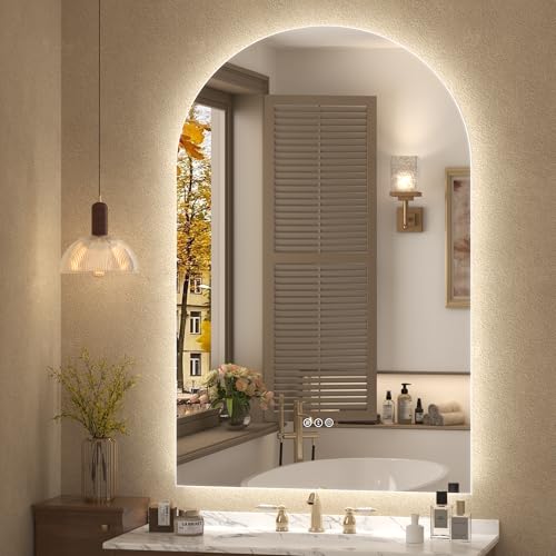 48x30 Inch Arched LED Mirror for Bathroom | Dimmable Backlit Mirror Shatter-Proof Tempered Glass, Anti-Fog, 3 Colors, Memory Function, ETL Listed - color: Arched, size: 48"L x 30"W