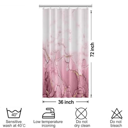 Pink Marble Stall Waterproof Shower Curtain 36x72 inches | RV Small Shower Curtain Set for Bathroom, Abstract Modern, Machine Washable, Easy to Install with Hooks, Ombre White Pink - color: Pink, size: 36"W x 72"L (Pack of 1)