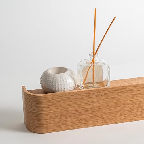 Kazai. Wall-Mounted Coat Rack 'Toke' - Modern Design Coat Rack with Hidden Wall Hooks - Solid Wood Veneer Panel Coat Hanger - Oak - color: Oak, size: 5 Hooks
