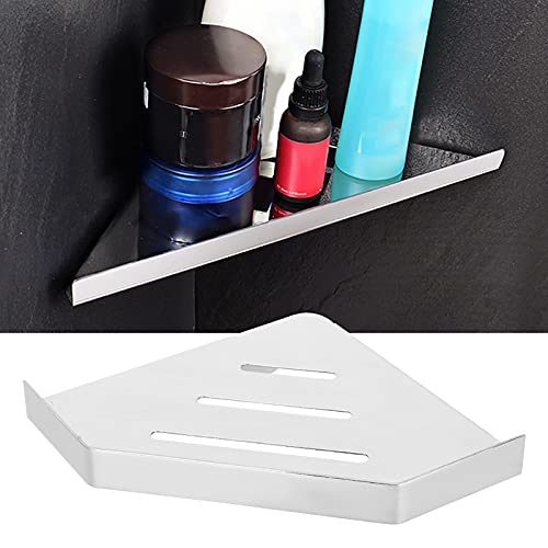 Wall Mounted Shower Corner Shelf, Stainless Steel Bathroom Storage Rack, Hollow Design Organizer with Toothpaste Skincare Storage, Ideal for Bathroom (Drilling) - size: Drilling