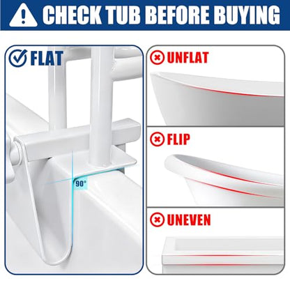 Adjustable Triple Grip Bathtub Grab Bars | Clamp-On Safety Handrail, For Seniors, Disabled & Elderly, Fits 3-7Inch+ Thick Walls, Bathroom Balance Support, Family Safety