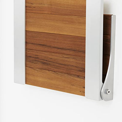 Seachrome Silhouette Natural Teak Wood Wall Mount Folding Shower Seat Bench with Silver Frame - color: Teak Wood Seat With Silver Frame